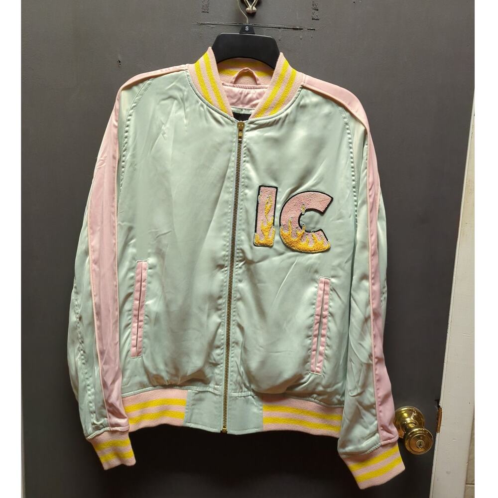 Ice Cream by Billionaire Boys Club Satin Bomber Jacket Mint Pink Small FLAWED